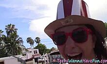 Amateur teen 18+, wow, get drilled by monster cock outdoors!