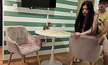 he fucks friend's girlfriend in kitchen, fills her with cum