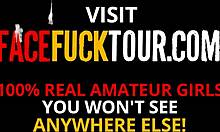 Extreme sloppy deep throat face fucking with big tits!