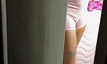 spying on my latina stepsister's tight thong ass