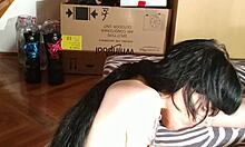 Sexy teen goth slave licks feet clean in HD video