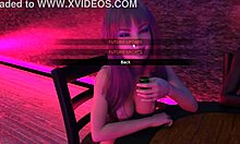 my stepsister with big tits gives me a handjob on my monster cock in the game