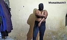 Beautiful desi bhabhi oils her huge boobs for massage.