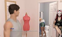 Beautiful teen cosplayer flashes her skirt