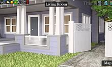 my stepsister with big tits gives me a handjob on my monster cock in the game