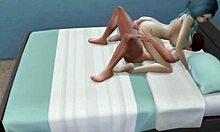 blue-haired slut watching a movie with stepfather, offering her pussy for anal sex