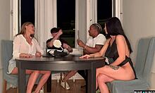 Board game night with friends turns into wild group sex