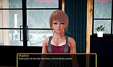 erotic teen redhead with small tits in homemade cartoon family game