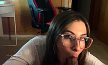 Glasses Girl Bent Over for Cumshot