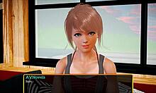 erotic teen redhead with small tits in homemade cartoon family game