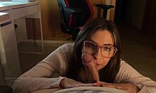 Glasses Girl Bent Over for Cumshot