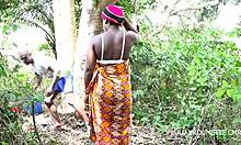 at the backwater, two neighbors strip almost naked drawing water, sparking arousal and public river banging