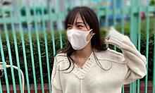 Slender girl obeys, sucks cock, masturbates to orgasm, creampie.