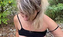 busty milf almost caught while fucking by the river