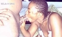 young girl with small tits experiences her first time sucking cock on the bed