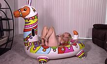 hot blonde takes strapon from busty brunette in wild session