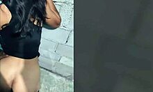 Latina with brown eyes gets fucked against the wall