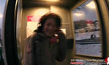 Hot milf bent over for deepthroat and anal fucking by stranger outdoors