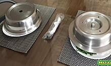 Cuckold boyfriend swallows cum into girlfriend's pussy