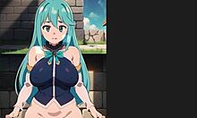 Konosuba Aqua Standing Sex Creampie In Hentai Game