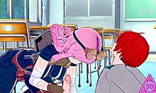 i accidentally sucked mei hatsume's monster cock in koikatsu hentai while shoto todoroki watched the cumshot.