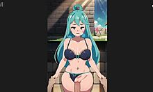 Konosuba Aqua Standing Sex Creampie In Hentai Game
