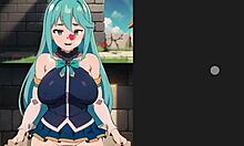 Konosuba Aqua Standing Sex Creampie In Hentai Game