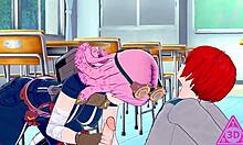 i accidentally sucked mei hatsume's monster cock in koikatsu hentai while shoto todoroki watched the cumshot.