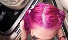 Skinny Cute Teen Evilyn Jezebel Performs In Public On The Car