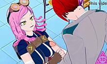 i accidentally sucked mei hatsume's monster cock in koikatsu hentai while shoto todoroki watched the cumshot.