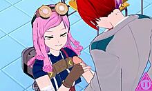 i accidentally sucked mei hatsume's monster cock in koikatsu hentai while shoto todoroki watched the cumshot.