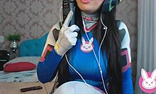 ASMR ROLEPLAY COSPLAY DVA OVERWATCH AMIGA GAMER SAFADA WITH BIG TITS AND CUM