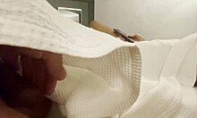 My stepsister gives handjob while i watch tv