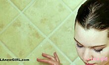 young brunette gets steamy in a sexy shower, damn hot! 🚿