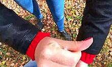 Hey, you caught me jerking off, wanna give a risky public handjob in the forest, cute teen?