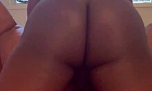 Does this ebony bbw amateur excite you with shaved pussy fucking and huge cumshot?