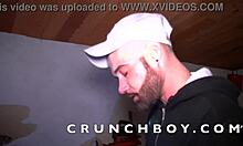 gay guy sucks his straight friend in the garage