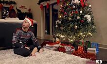 Kacie Castle and Vina Sky enjoy Christmas threesome with doggystyle