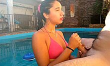 argentinian amateur gives me a blowjob in the pool