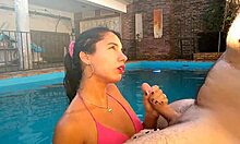 argentinian amateur gives me a blowjob in the pool