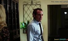 Saucy blonde sneaks a hard fuck at the office