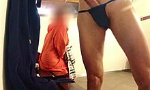 Hey big boobs lady, wanna see my hard cock in this spy restroom?