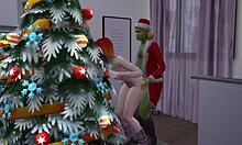 The Grinch sneaks in for Christmas, bending teen over in 3D hentai