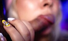 pretty face girl performs close-up on webcam