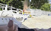 She noticed I was jerking off and helped me finish by the public pool