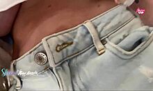 my hot wife flashes big natural tits while shopping