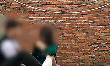 public sex scandal as cute latina teen sucks behind school. mexican babe gets wild!