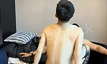 handsome asian gay couple fucks bareback in lingerie socks, wanna join us?