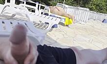 She noticed I was jerking off and helped me finish by the public pool