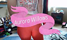 aurora willows unboxes gift with shaved pussy